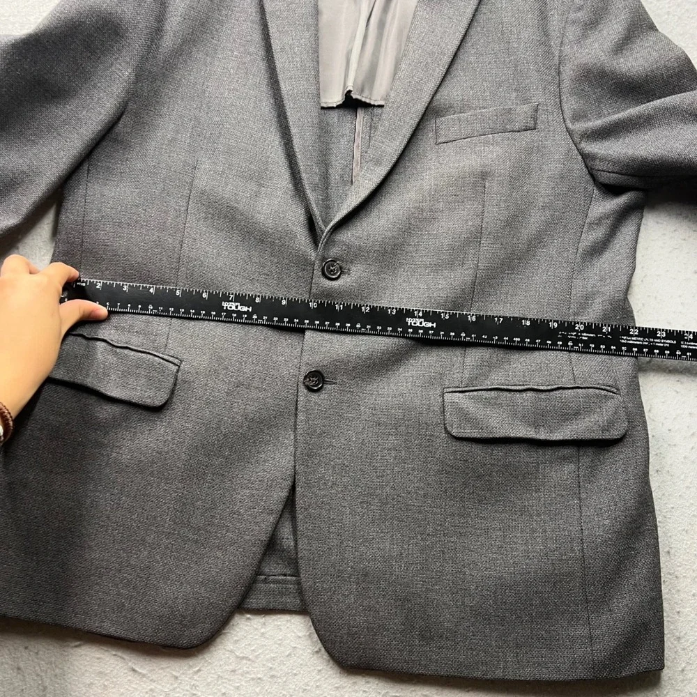 Lauren Ralph Lauren Mens 46R Grey 100% Wool Two Button Blazer Sport Coat Jacket